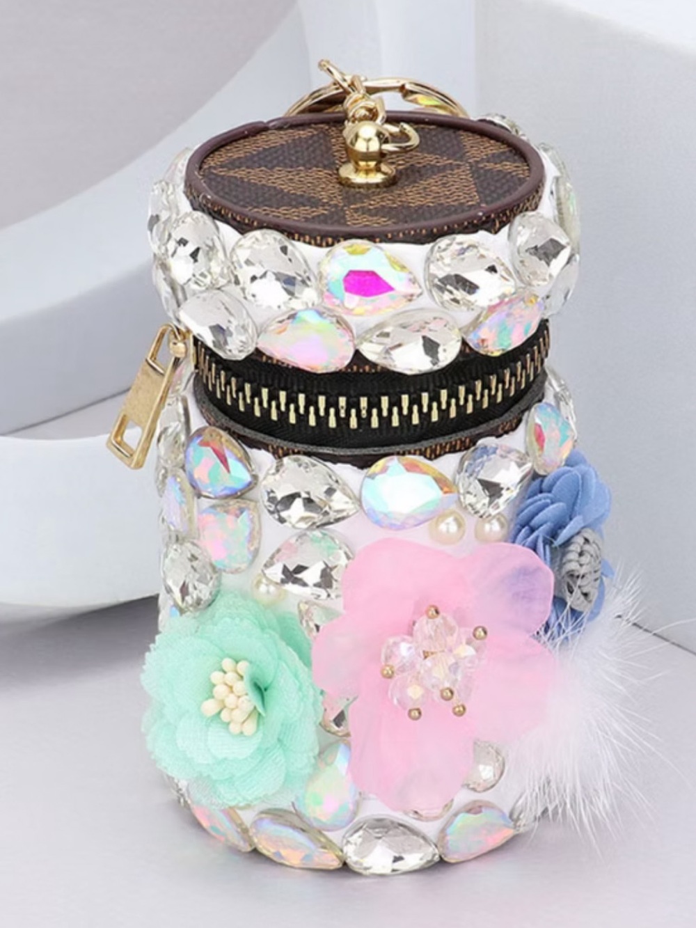 Handmade Crystal Floral Bling Case Keychain.